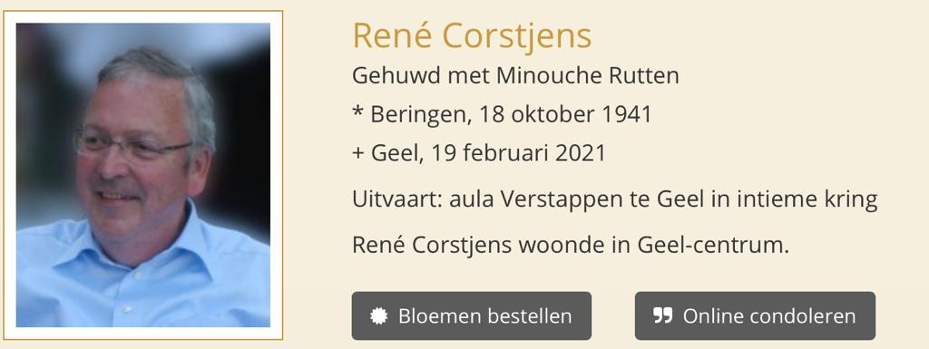 Overlijden René Corstjens